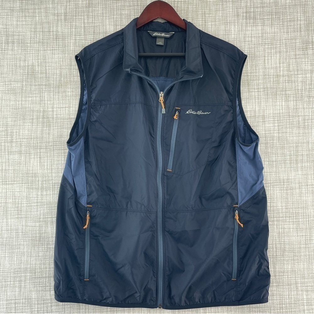 Eddie Bauer outdoor full Zip lightweight Polyester Windbreaker Vest men's L